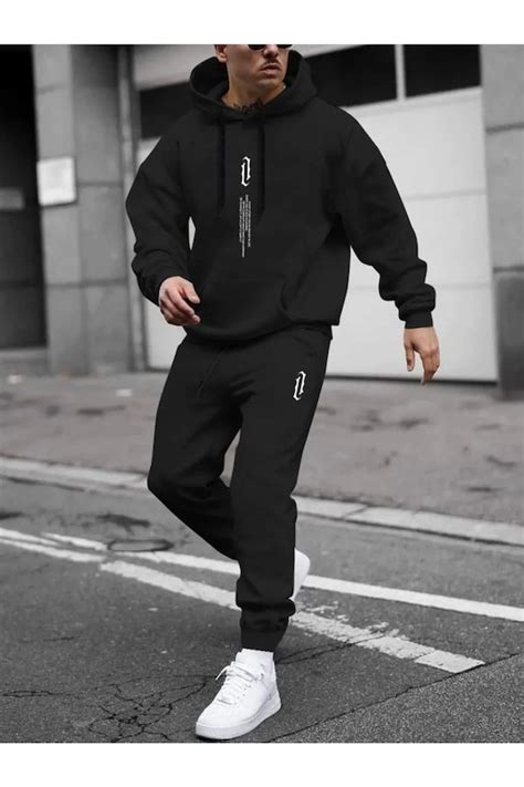 Black Sweatpants And Hoodie Set For Black Cotton Jogger 60 Off