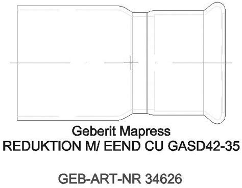 Cad Detail Ge Mapress Kupfer Reduktion Mit Einschubende Gas Blau