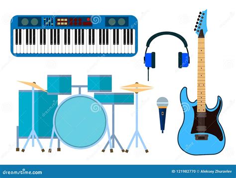 Set Of Modern Flat Design Musical Instruments And Music Tools Icons