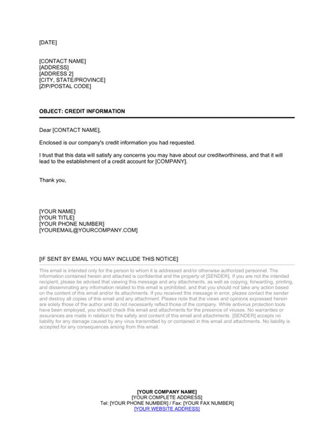 Credit Information Cover Letter Template By Business In A Box