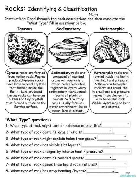 Rock Types And Rock Cycle Interactive Worksheet Topworksheets