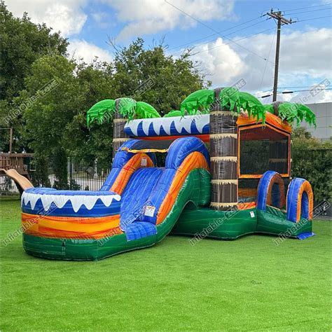 Ocean Inflatable Bounce House Water Slide Combo With Splash Pool Jumpe ...