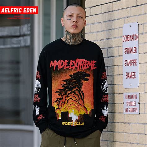 Aelfric Eden Causal T Shirts Men Hip Hop 2019 Spring Long Sleeve Letter