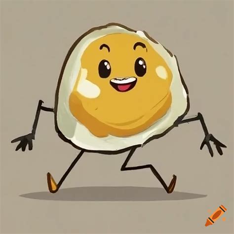 Cute Fried Egg Character With Eyes Arms And Legs On Craiyon