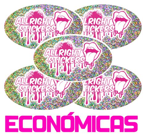 Pegatinas Ovaladas Vinilo Economico Glitter Allright Stickers