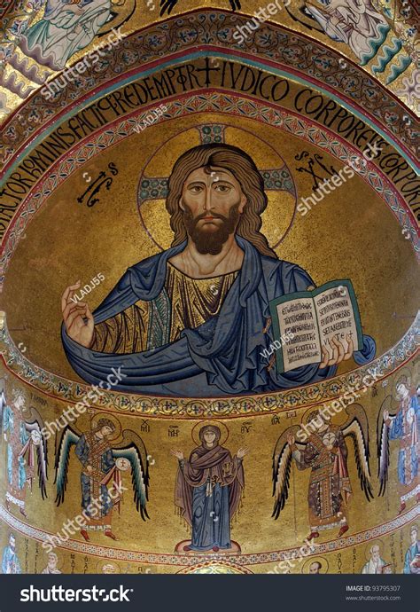 Christ Pantokrator Cathedralbasilica Cefalu Roman Catholic Stock Photo