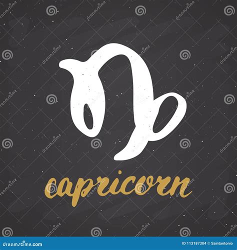 Zodiac Sign Capricorn And Lettering Hand Drawn Horoscope Astrology