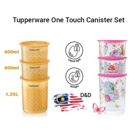 Tupperware One Touch Canister Set 3 Pink Blossomspring Garden