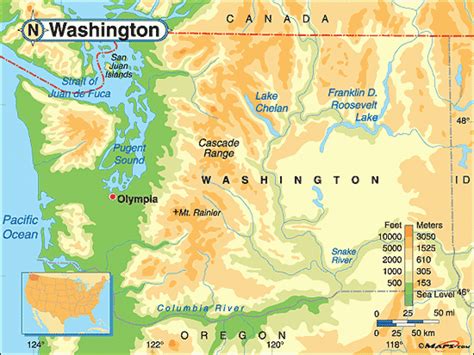 Physical Map Of Washington State - Printable Map