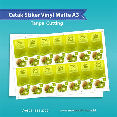 Cetak Stiker Vinyl Matte Tanpa Cutting Cetak Stiker Label A3