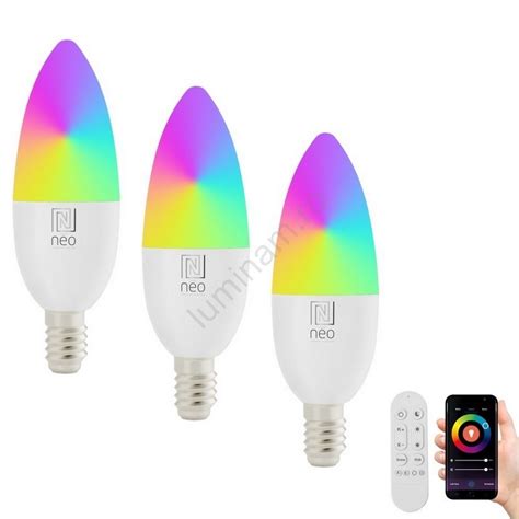 SET 3x Bec LED RGB Dimabil Immax NEO 07716CDO E14 6W 230V Wi Fi Tuya