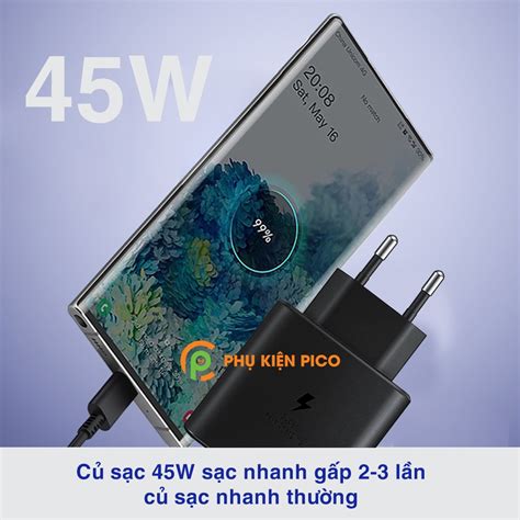 Củ sạc siêu nhanh 45W cho Samsung S21 Plus 5G cổng Type C chính hãng hỗ