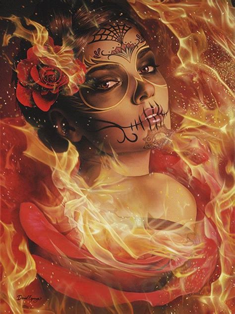 Burning Desire By Daniel Esparza Sugar Skull Woman Canvas Art Print