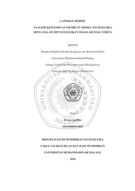 Pdf Laporan Skripsi Analisis Kemampuan Membuat Model Eprints Umm