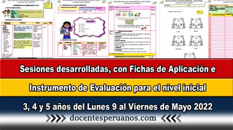 Sesiones Desarrolladas Con Fichas De Aplicaci N E Instrumento De