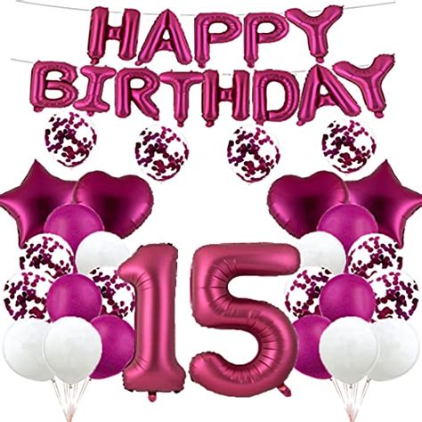 15th Birthday Balloon 15th Birthday Decorations Burgundy 15 Balloons Happy 15th Birthday Party ...