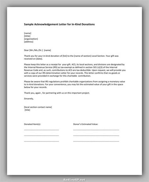 Letter Of Acknowledgement Example