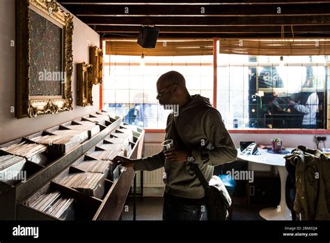 Dj Looking Through Records On Record Store Day At Palace Vinyl A Vinyl