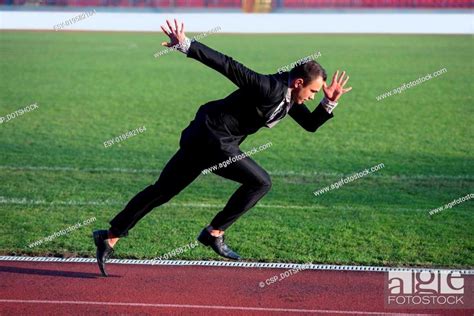 Business Man Ready To Sprint Stock Photo Picture And Low Budget