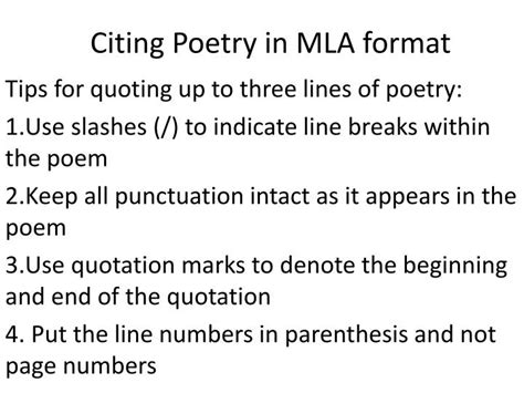 Ppt Citing Poetry In Mla Format Powerpoint Presentation Free