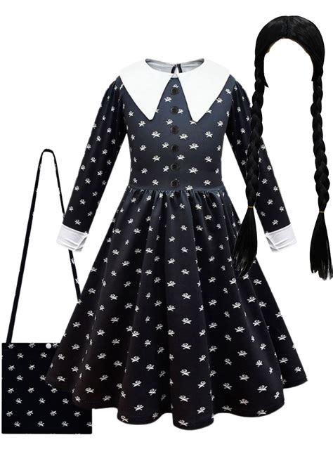 Churgigi Robe Mercredi Addams Enfant Wednesday Addams Costume Famille