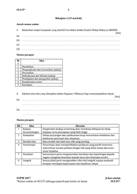 Skema P Terengganu Bahagian A Markah Jawab Semua Soalan