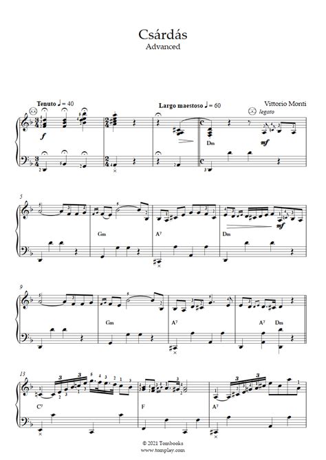 Csárdás Advanced Level with Orchestra Monti Accordion Sheet Music