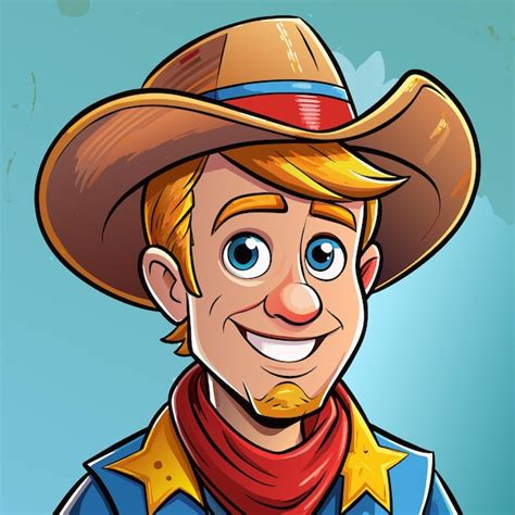 Um desenho animado de um cowboy um chapéu de cowboy e um chapéu