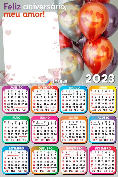 Calendário 2023 Feliz Aniversário Meu Amor Moldura De Foto Png Imagem