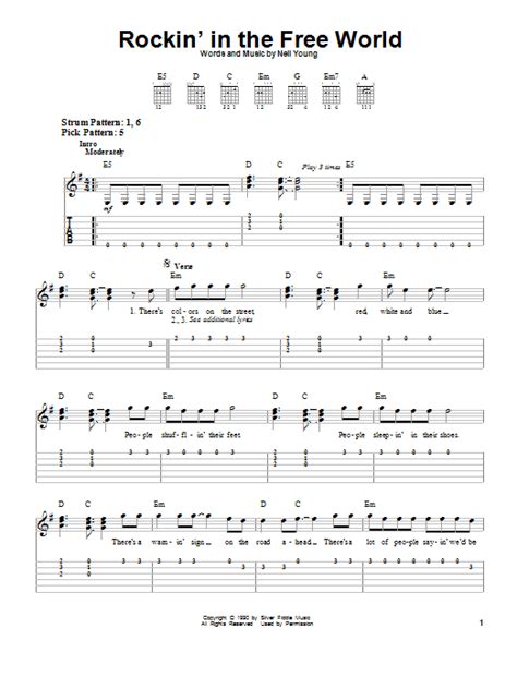 Rockin' In The Free World by Neil Young - Easy Guitar Tab - Guitar ...