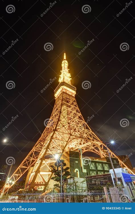 Famous Tokyo Tower Glowing in Bright Lights in Tokyo, Japan Editorial Image - Image of japan ...