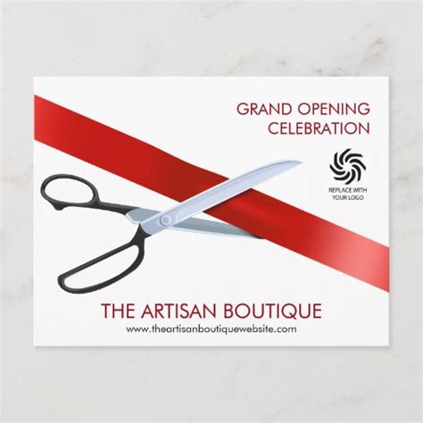 Red Ribbon Cutting Grand Opening Invitation Postcard | Zazzle.com