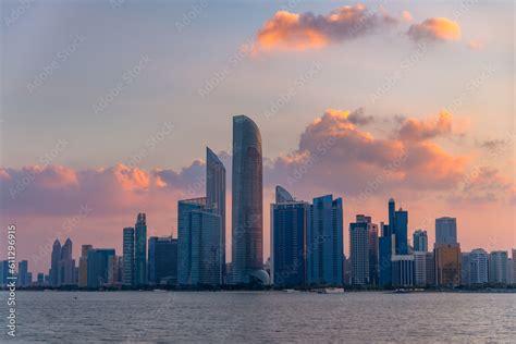 Sunrise High Rise Building Of Hotel Offices In Abu Dhabi Capital