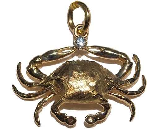 Amazon 14k Gold Crab Pendant Holding Diamond Jewelry