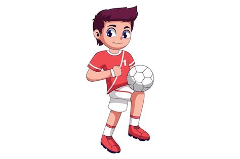 Premium Vector Cute Football Player Character Design Illustration