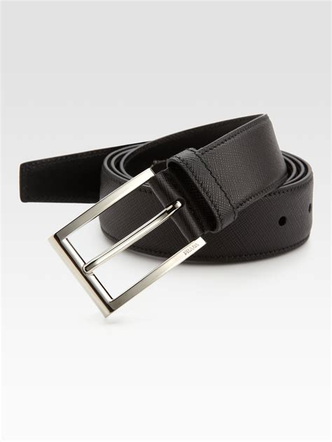 Prada Leather Saffiano Dress Belt In Black For Men Lyst