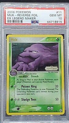 Psa Gem Mint Muk Reverse Holo Ex Legend Maker Pokemon Card Gu