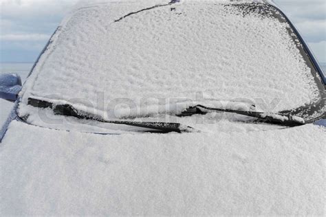 Windshield Of The Car Covered With Snow Stock Photo Stock Image