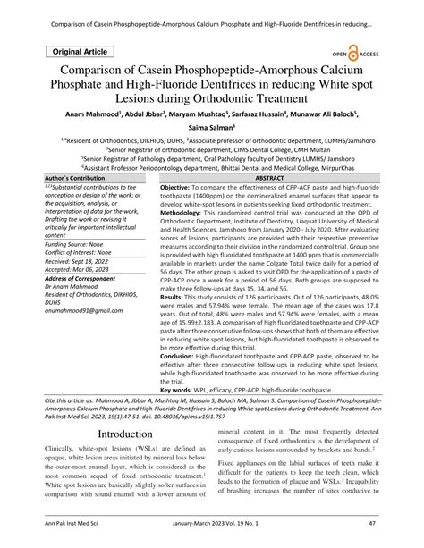 Pdf Comparison Of Casein Phosphopeptide Amorphous Calcium Phosphate