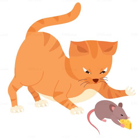 Gato De Dibujos Animados Atrapando El Vector De Ilustraci N Del Rat N