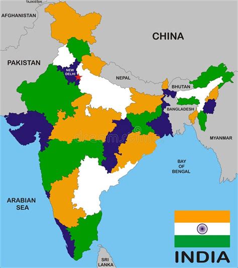 Detailed Map Of India Stock Vector Illustration Of Historical 9297115