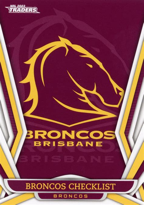 2023 Nrl Traders Common Card Base 001 Checklist Brisbane Broncos