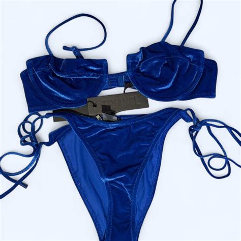 TRINGL UNWORN Blue Velvet Bikini Set Velvetbikini Depop