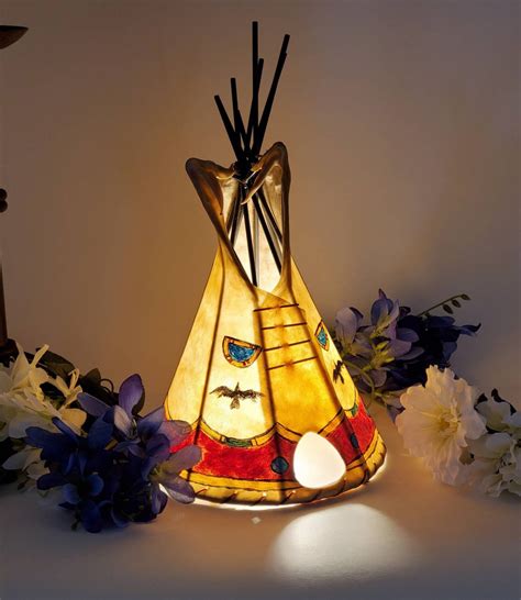 Teepee Lamp Raven1 Rawhide Teepee Lamp Handmade And Painted By Local Artists Native American