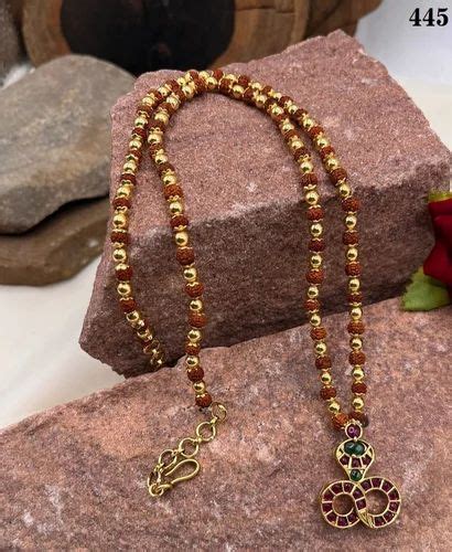 Brass Pendant Golden Base Mukhi Rudraksha Mala Gm Size Cm