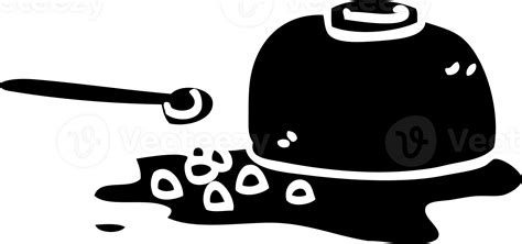 Line Drawing Cartoon Spilt Cereal Bowl Solid Black Icon 45463228 Png