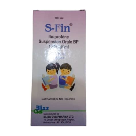 S Fin Ibuprofen Suspension 100mg 5ml 100ml Asset Pharmacy