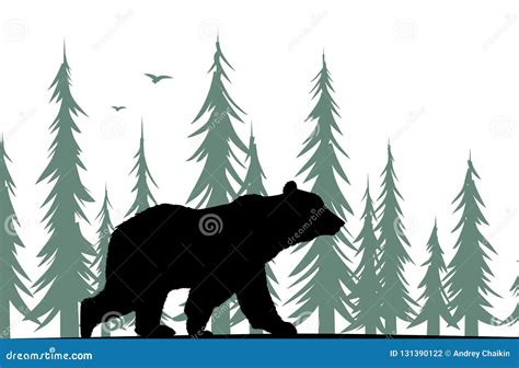 Bear Silhouette with Forest. Stock Vector - Illustration of forest ...