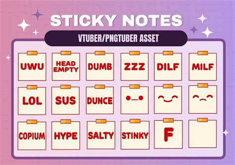 Vtuber Pngtuber Sticky Note Funny Stream Overlay Assets Etsy