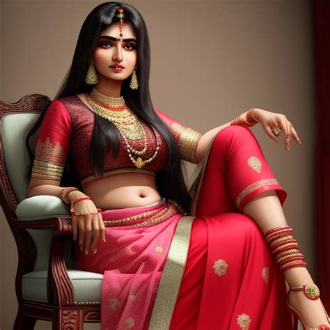 AI Art Generator Z Tekstu Big Boobs Indian Bhabhi Sitting On Chair Full